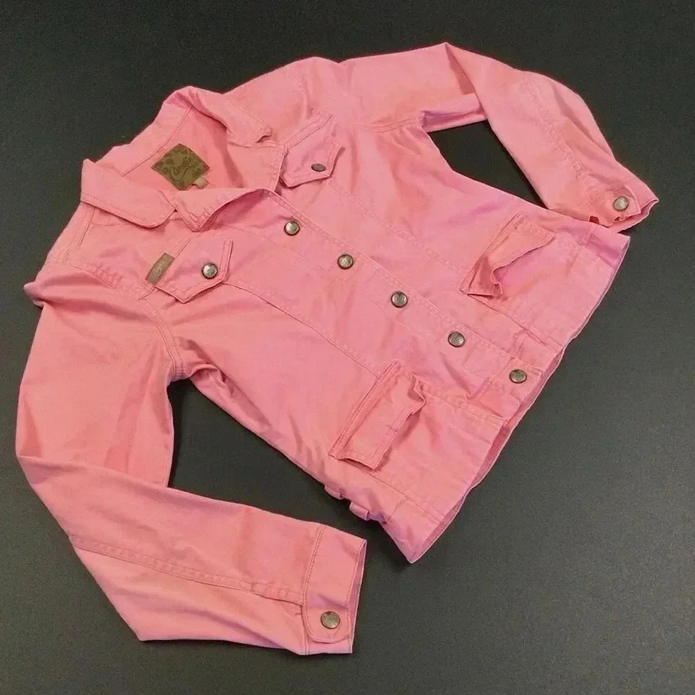 Candies Girls‎ Kids Pink Long Sleeve Pockets Collared Button Down Jacket Size XL